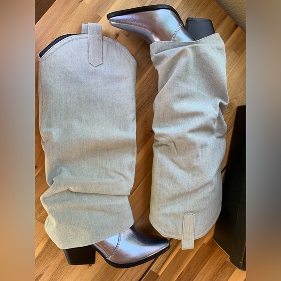 Dollskill Desperado dreaming knee high boots in silver/blue (NWB) - Picture 6 of 10